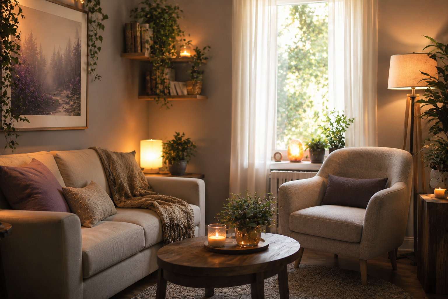 Warm and calming therapy office at Nonlinear Minds in South Florida