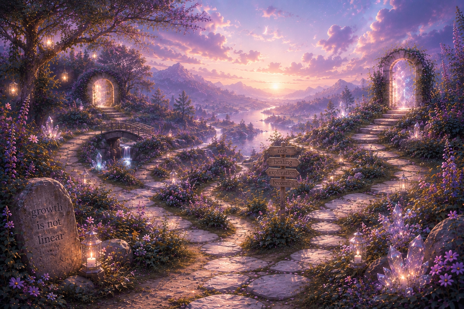 Nonlinear path representing healing, growth, and self-understanding